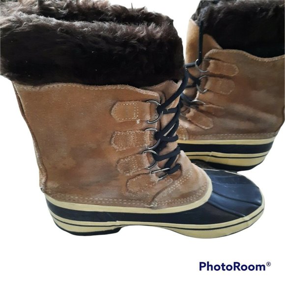 Sorrel Caribou Snow Boot Women’s Size 6 Brown Leather Felted Lace Up - Picture 2 of 4